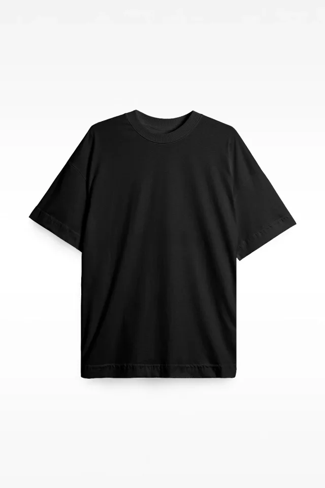 Camiseta oversized preta lisa da duavesso